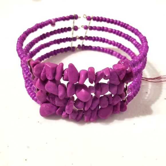 3for$20 Purple seed bead and stone bracelet - Picture 1 of 3